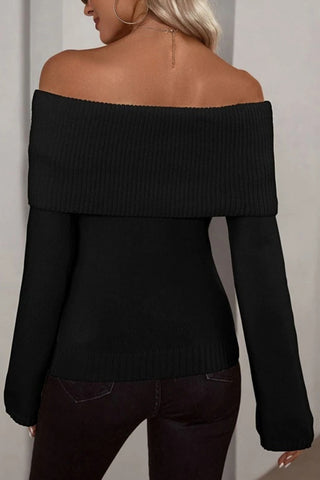 Casual Cool Boat Neck Knitted Long Sleeve Sweater