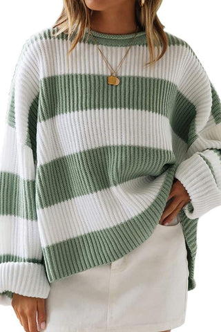 Autumn Breeze Colorblock Striped Bell Sleeve Cardigan