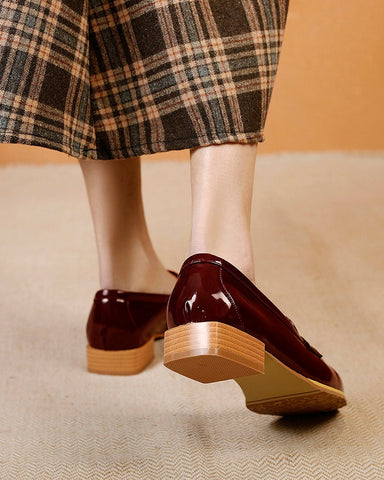 Big Size Patent Leather Flat Loafers