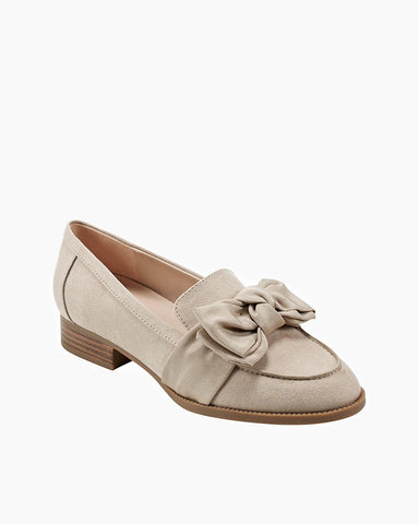 [Pre-Order] Low-heeled Round-toe Bow Loafers