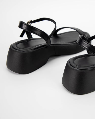 One Buckle Strap Soft Leather Thick Bottom Sandals