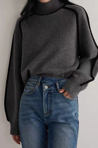 Half Turtleneck Striped Slim Pullover Sweater