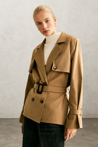 Casual Cool Lapel Buckle-Belted Trench Coat