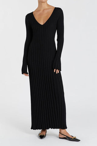 Soft V-neck Sweater Knitted Dress