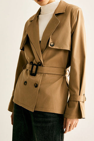 Casual Cool Lapel Buckle-Belted Trench Coat