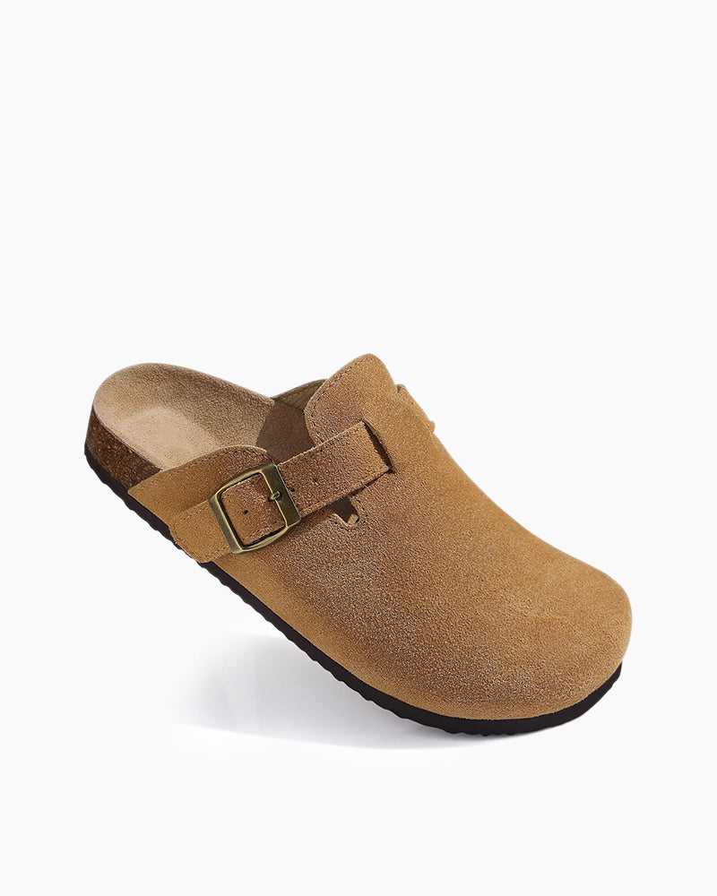 Women's Suede Leather Cork Footbed Mules