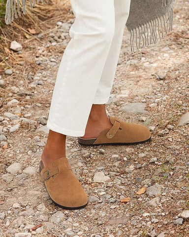 Women's Suede Leather Cork Footbed Mules