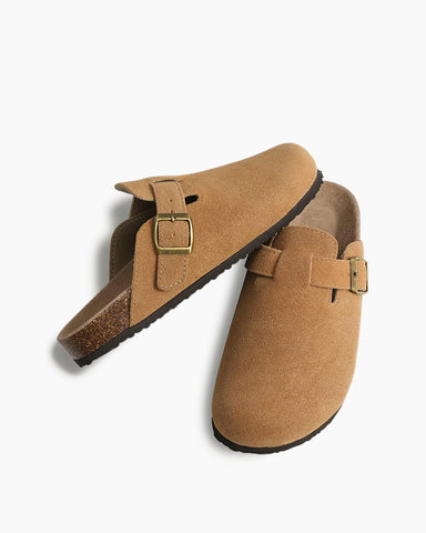 Women's Suede Leather Cork Footbed Mules