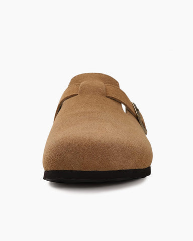 Women's Suede Leather Cork Footbed Mules