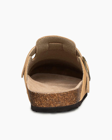 Women's Suede Leather Cork Footbed Mules