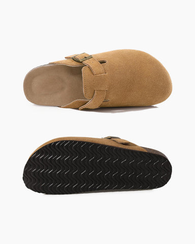 Women's Suede Leather Cork Footbed Mules