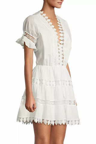 Effortless Comfort-V-neck Hollow Lace Dress