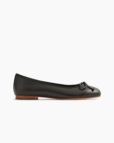 Aurora Leather Round Toe Bow Ballet Flats