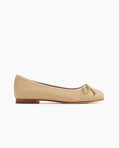 Aurora Leather Round Toe Bow Ballet Flats