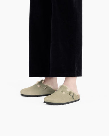 Suede Fuzzy Soft Footbed Clog Mules