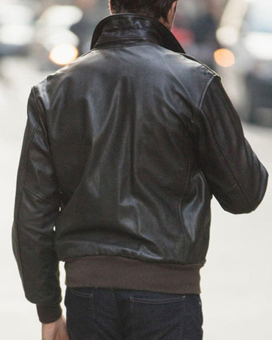 Men's Sculpted Textured Leather Flight Jacket