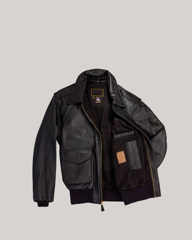 Men's Sculpted Textured Leather Flight Jacket