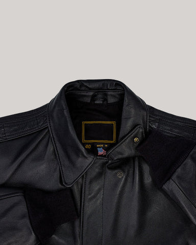 Men's Sculpted Textured Leather Flight Jacket