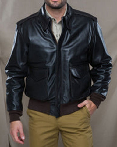 Men's Sculpted Textured Leather Flight Jacket