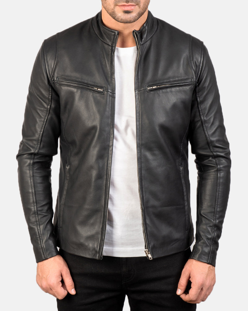 Men's Leather Bomber Biker Harley Motorcycle Jacket