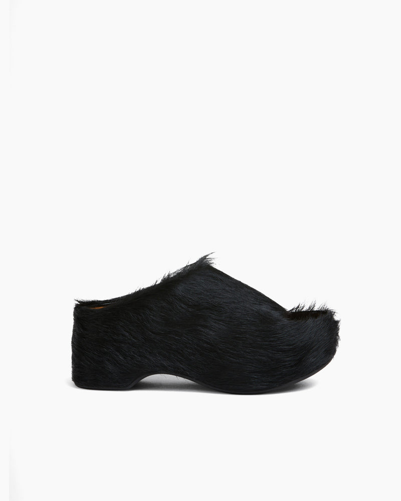 [PRE ORDER] Luxe Long-hair Calfskin Chunky Clog Slide