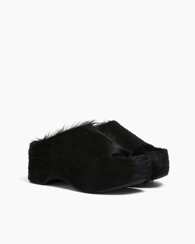 [PRE ORDER] Luxe Long-hair Calfskin Chunky Clog Slide