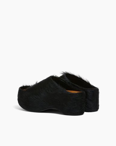 [PRE ORDER] Luxe Long-hair Calfskin Chunky Clog Slide