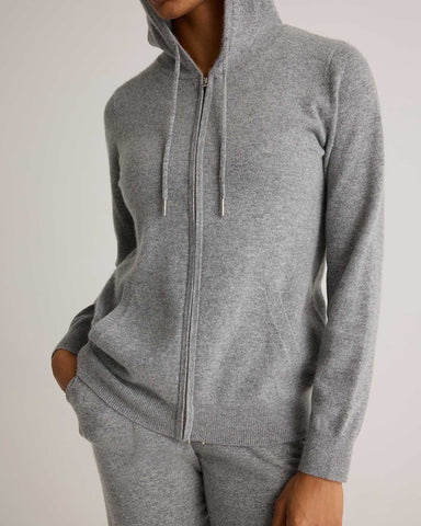 100% Cashmere Full-Zip Cardigan Hoodie