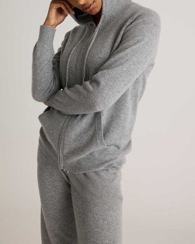 100% Cashmere Full-Zip Cardigan Hoodie