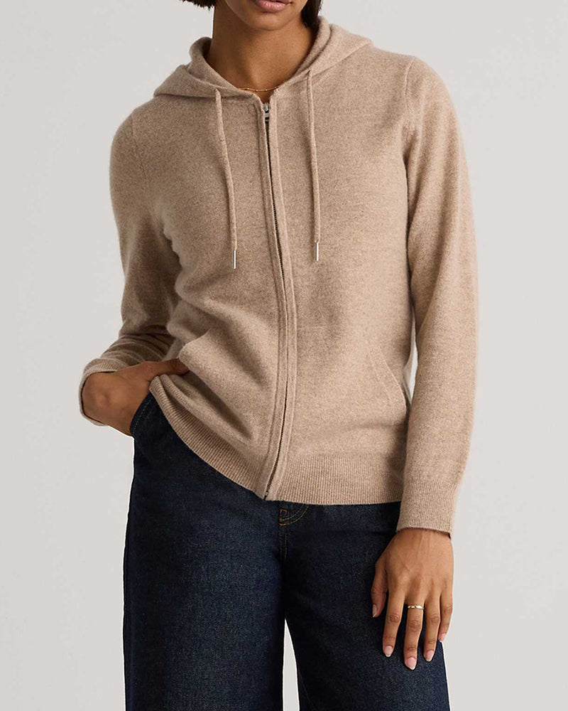 100% Cashmere Full-Zip Cardigan Hoodie