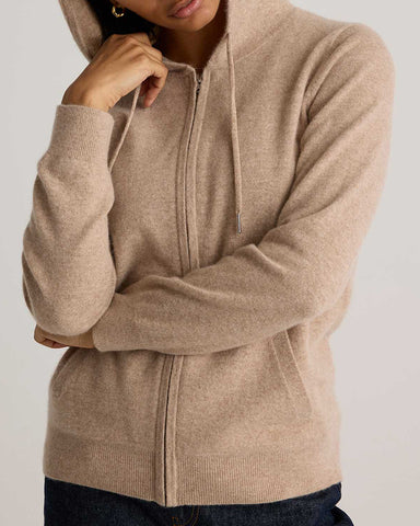 100% Cashmere Full-Zip Cardigan Hoodie