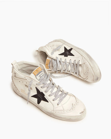 Mid Sneakers with Laminated Heel Tab and Glitter Laces