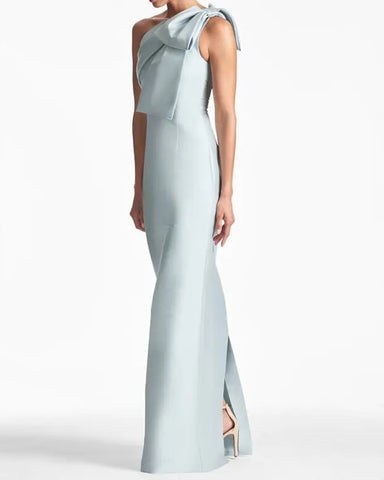 Bow One-Shoulder Gown Satin Trumpet Dress