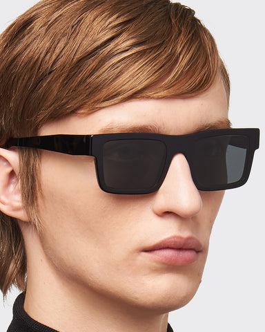 Men's Black Rectangular Frame Sunglasses