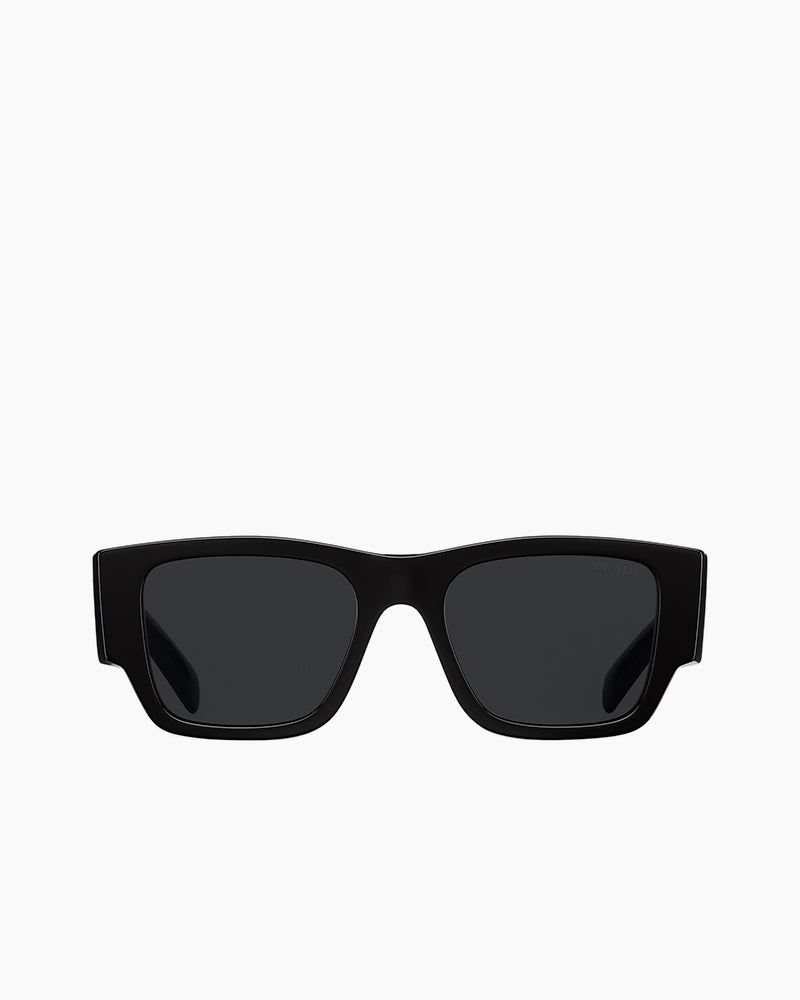 Men's Black Geometric Temples Sunglasses