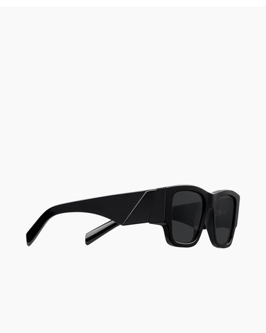 Men's Black Geometric Temples Sunglasses