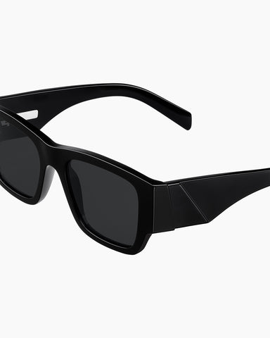 Men's Black Geometric Temples Sunglasses