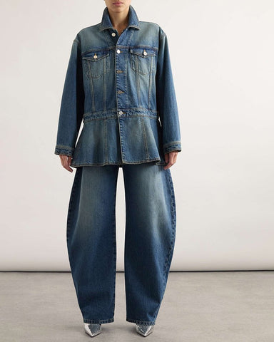 High-Waisted Balloon Wide-Leg Denim Jeans