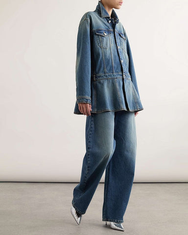 High-Waisted Balloon Wide-Leg Denim Jeans