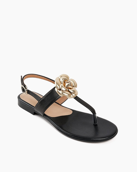 Leather-Camellia-Flower-Clip-Toe-Sandals