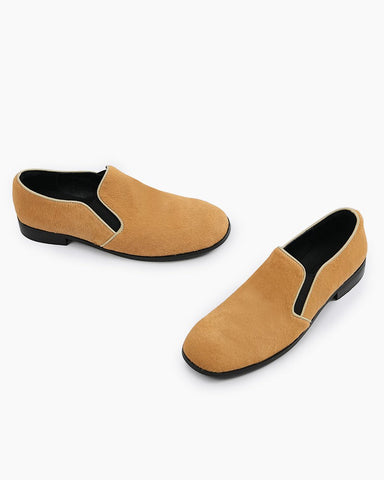 Calf Hair Real Fur Flat Loafers