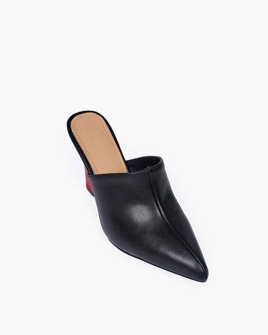 Patent Leather Wedge Low Heel Slip On Mules