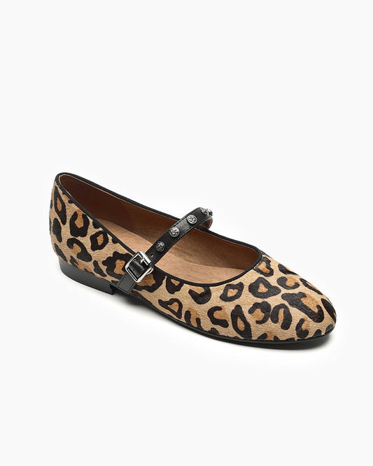 Vintage Leopard Print Ballet Flats Mary Jane