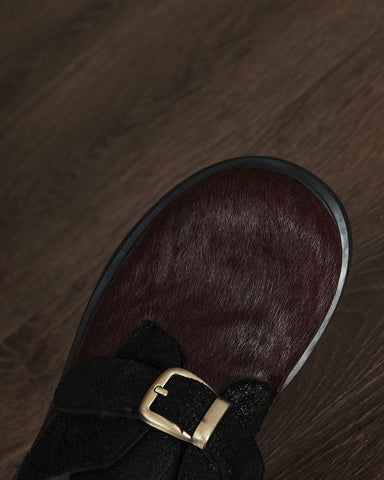 Calf Hair Colorblocking Platform Loafers