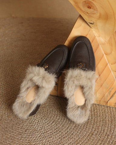 Winter Top Layer Sheepskin Mule Slippers