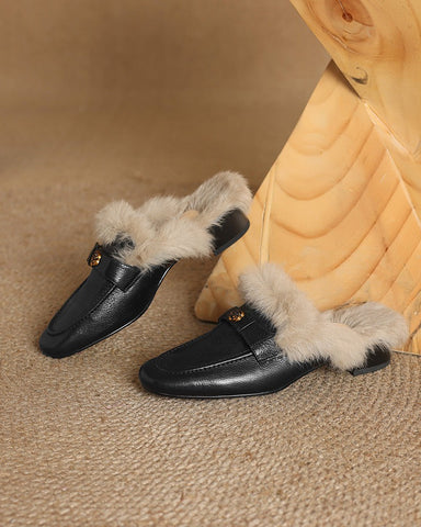 Winter Top Layer Sheepskin Mule Slippers