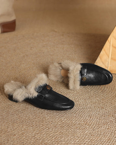 Winter Top Layer Sheepskin Mule Slippers