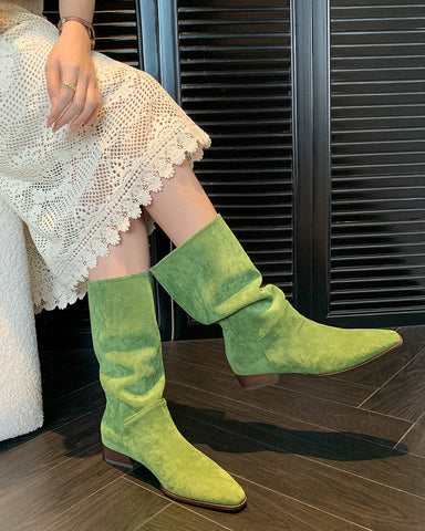 Sophisticated Suede Mid-Calf Fall Weather Winter Boots