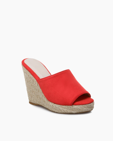 Open Toe Platform Espadrilles Slip On Wedge Sandals