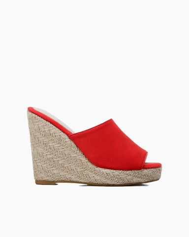 Open Toe Platform Espadrilles Slip On Wedge Sandals